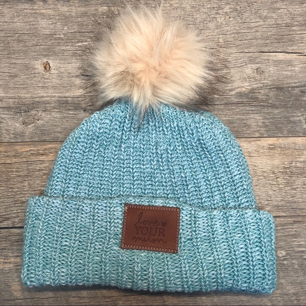 Blue Love Your Melon Pom Beanie